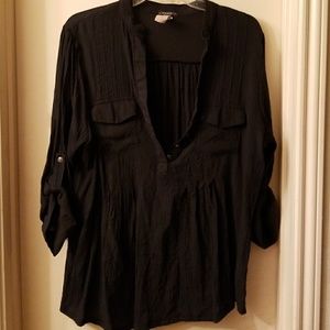 Black button down baby doll top